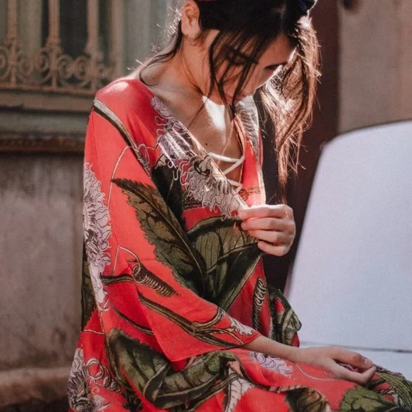 One Hundred Stars Vibrant Floral Kimono-NWOT - Picture 2 of 8